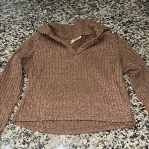 Olivia Rae Taupe Ribbed Knit Top